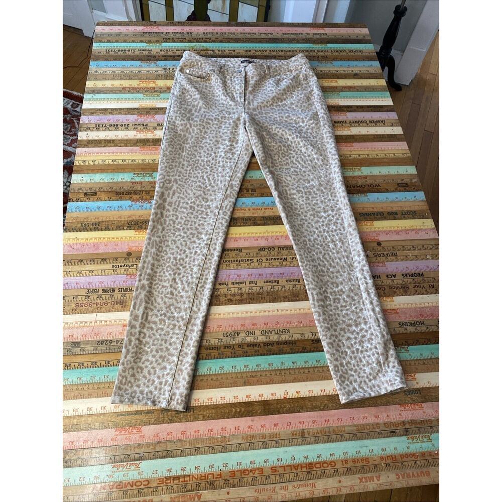 J McLaughlin Sz 10 Lexi Jeans Animal Leopard Print Mid Rise Slim Ankle Boho​